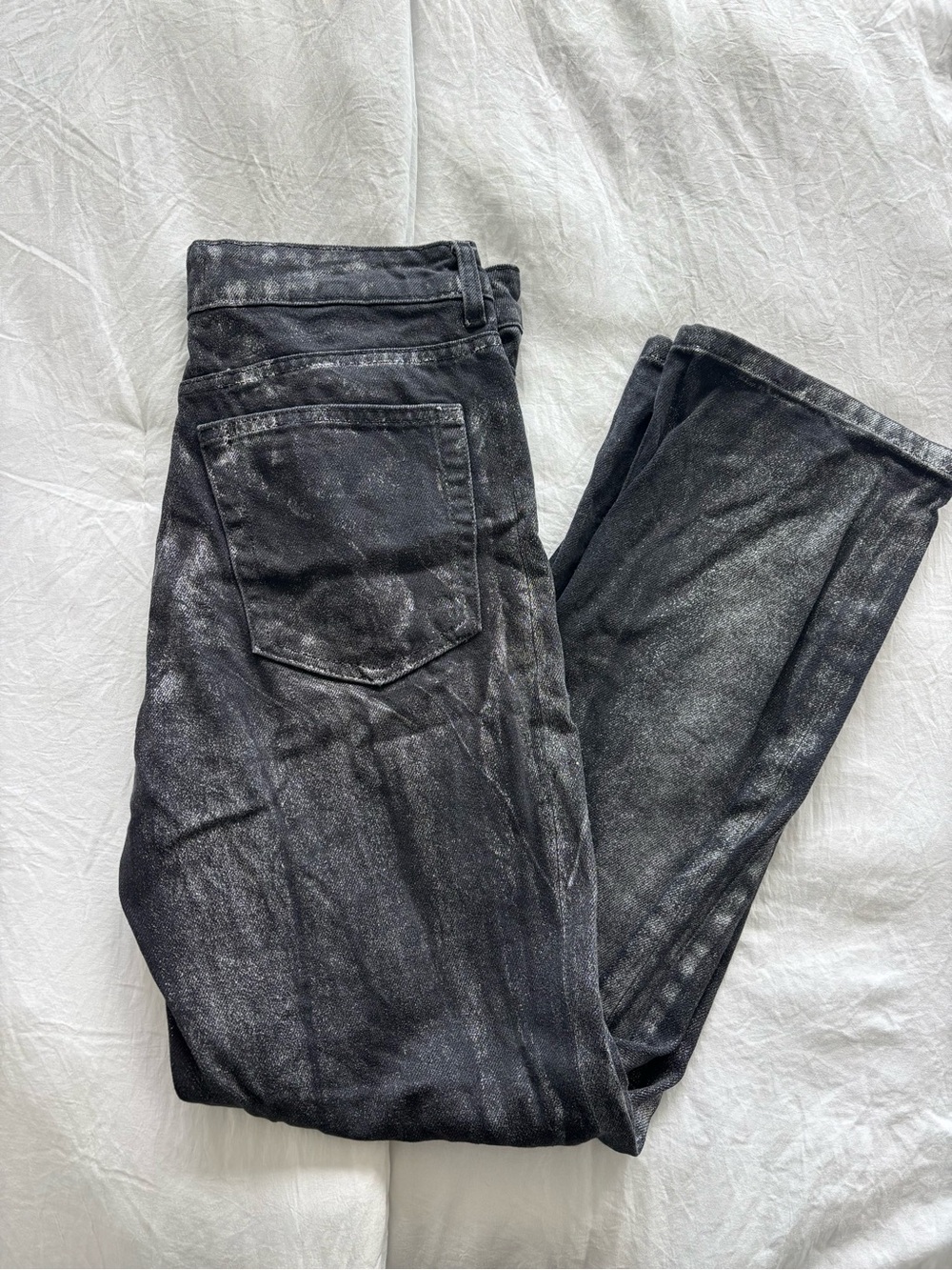 Mango Black Metallic Straight-Leg Jeans